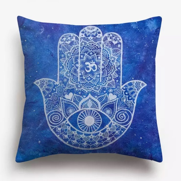 Hamsa hand print accent throw pillowcase cover. - Picture 1 of 1